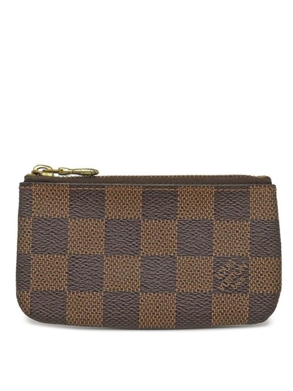 Louis Vuitton Coin Purse Pochette Cles Damier Canvas Ebene Gold Brown Key